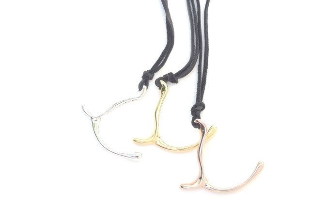 Celia de Flers wishbone large pendant on leather